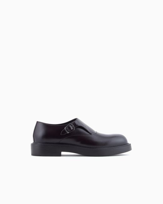 Emporio Armani White Brushed Leather Monkstraps for men