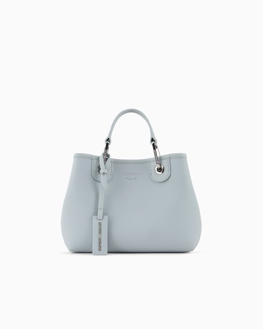 Emporio Armani Blue Small Myea Shopper Bag With Deer Print