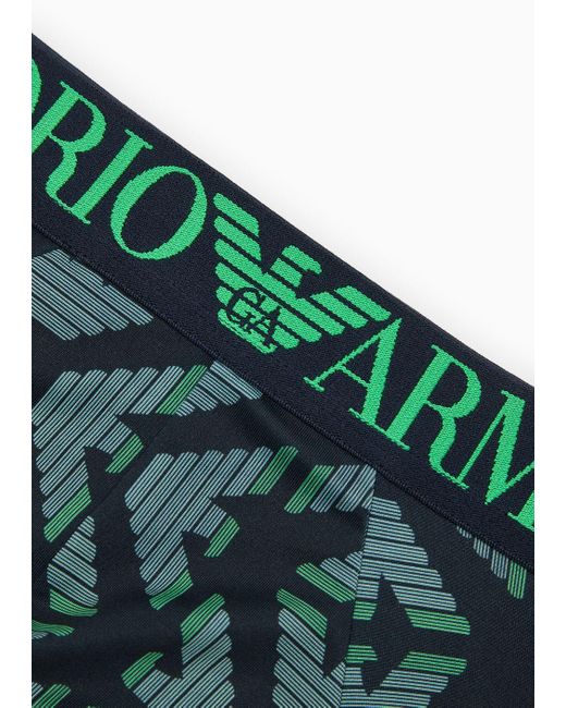 Emporio Armani Green Asv All-over Eagle Recycled Microfibre Briefs for men