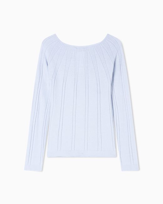 Emporio Armani Blue Boat-Neck Jumper With A Links-Stitch Motif