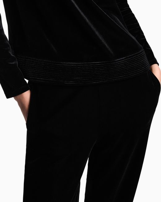 Sudadera De Chenilla Elástica Con Cuello Barco Emporio Armani de color Black