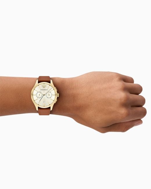 Emporio Armani White Chronograph Leather Watch for men