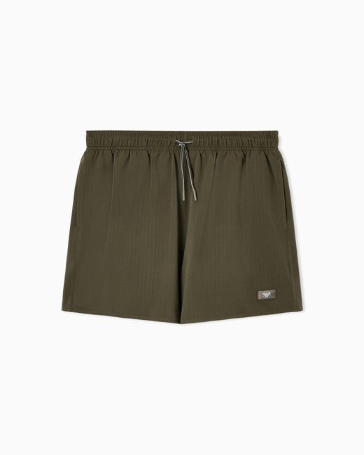 Emporio Armani Green Swim Shorts With Satin Label Patch for men