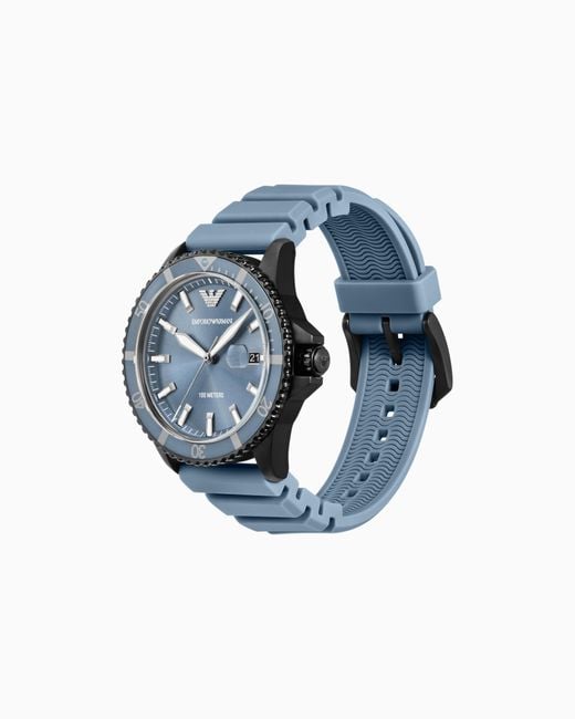 Orologio World Explorer A Tre Lancette Con Data E Silicone Blu di Emporio Armani in Blue da Uomo