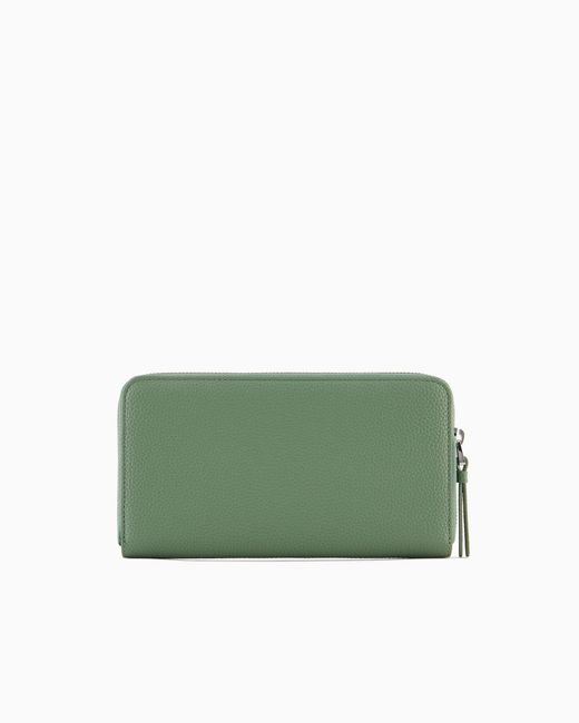Emporio Armani Green Deer-Print Myea Wallet With Wrap-Around Zip