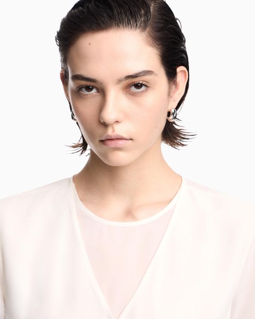 Emporio Armani Natural Two-Piece Technical Georgette Blouse