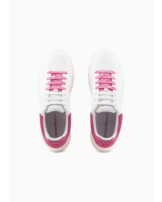 Emporio Armani Pink Leather Sneakers With Rubber Backs