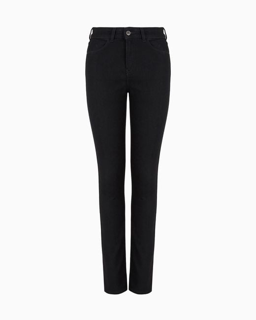 Vaqueros J20 De Cintura Alta Y Pernera Superajustada En Denim Elástico Emporio Armani de color Black