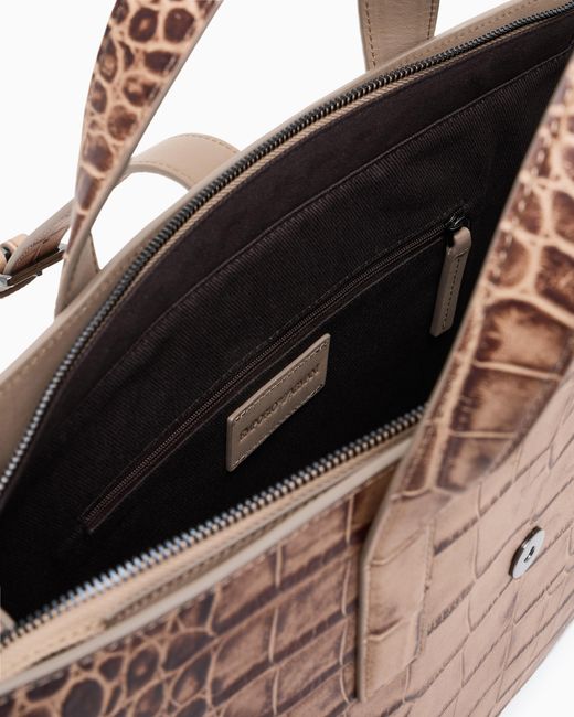 Bolso Modelo Business De Piel Con Estampado De Cocodrilo Emporio Armani de hombre de color Natural