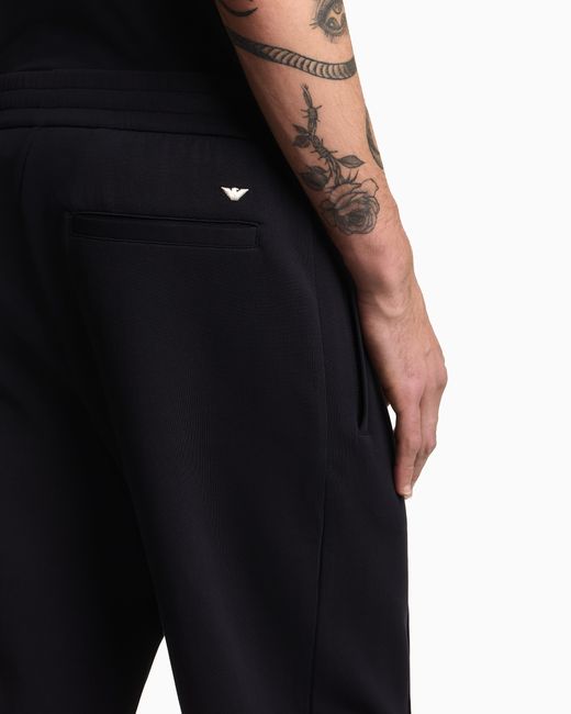 Emporio Armani Blue Double Jersey Joggers With Side Zip Pockets Essential for men