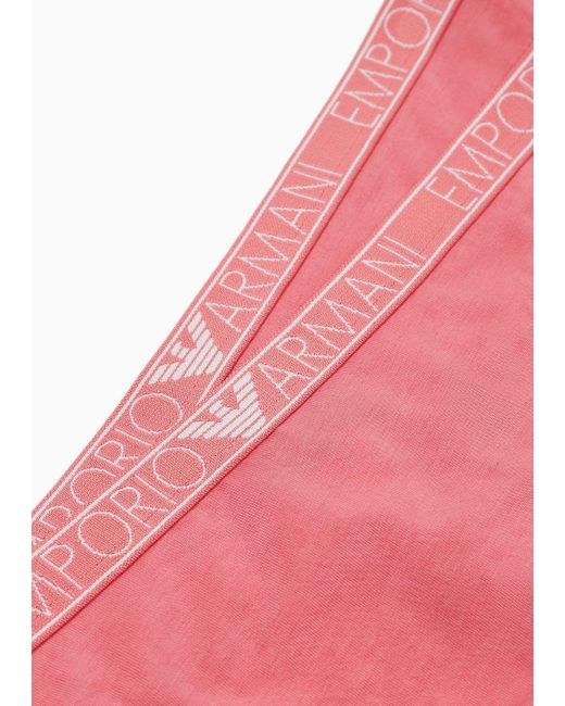 Paquete De Dos Tangas De Algodón Orgánico Con Tachuelas Con Logotipo Asv Emporio Armani de color Pink