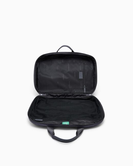 Emporio Armani Blue Backpack With Breathable Mesh And Bonded Leather Details for men