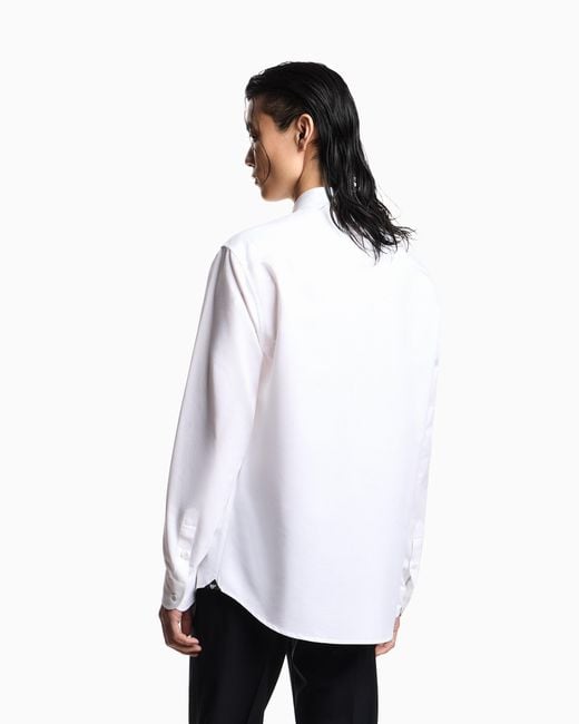 Emporio Armani White Micro-Textured Fabric Shirt for men