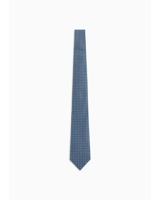 Cravatta In Pura Seta Microfantasia Optical Jacquard di Emporio Armani in Blue da Uomo