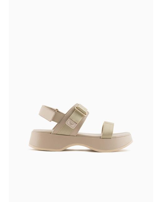 Emporio Armani White Leather Wedge Sandals