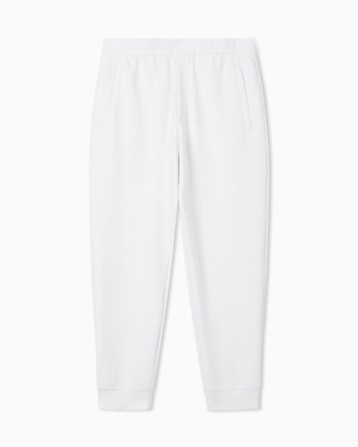 Emporio Armani White Lyocell-Blend Interlock-Jersey Joggers With Jacquard Lettering for men
