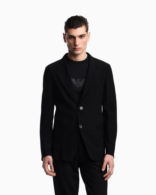 Emporio Armani Black Single-Breasted Jacket for men
