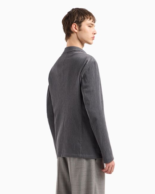 Emporio Armani Gray Guru-Collar Jacket With Off-Centre Fastening for men