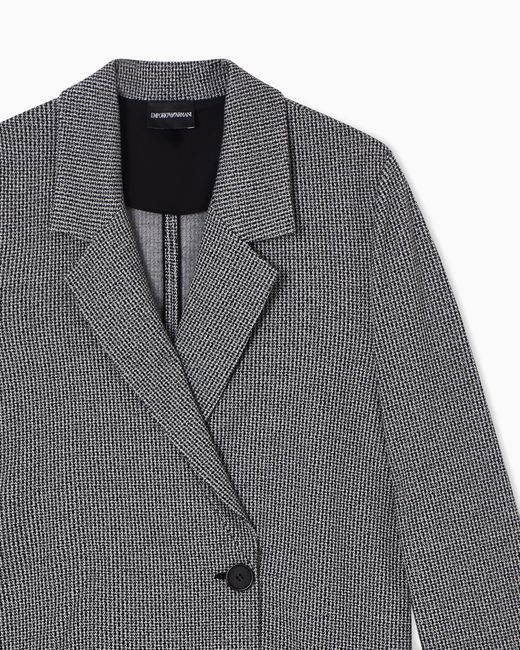 Emporio Armani Gray Micro Houndstooth Jacquard Jersey Jacket