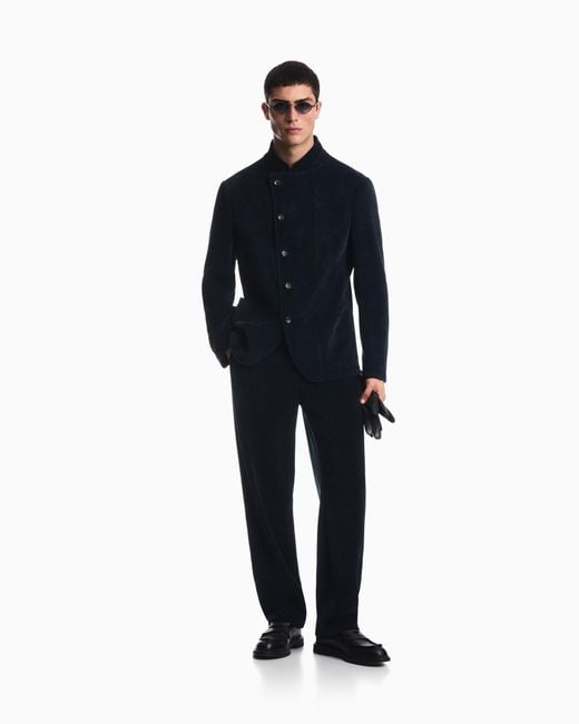 Emporio Armani Blue Signature Capsule Collection Ribbed Chenille Jacket for men