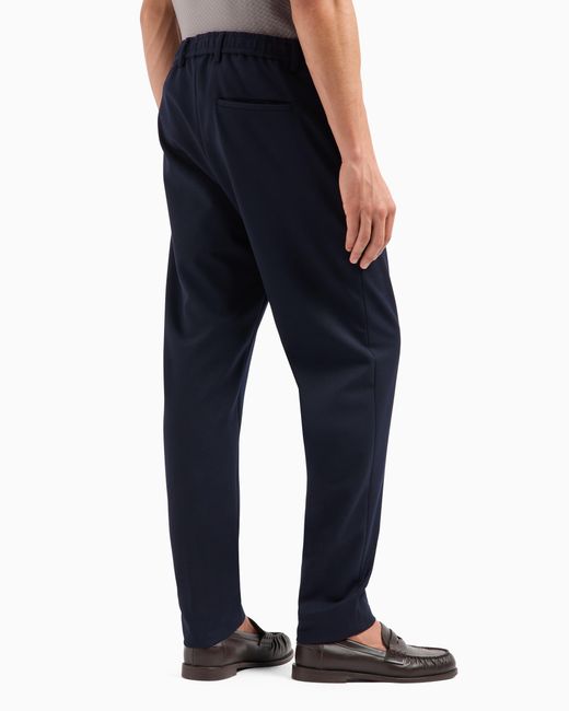 Pantalones Con Cintura Elástica De Gabardina Técnica Elástica Emporio Armani de hombre de color Blue