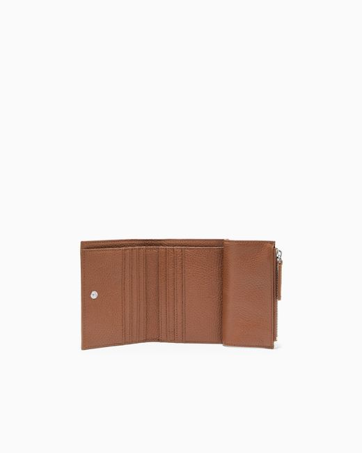 Emporio Armani White Tumbled Leather Compact Wallet for men