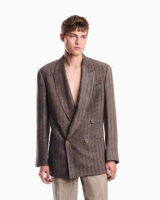 Emporio Armani Brown Double-Breasted Jacket for men
