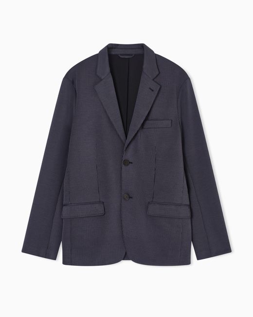 Blazer De Botonadura Sencilla En Canneté Con Efecto Vanisé Emporio Armani de hombre de color Blue