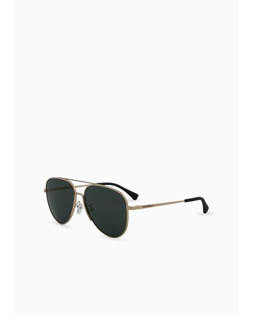 Emporio Armani White Aviator Sunglasses for men