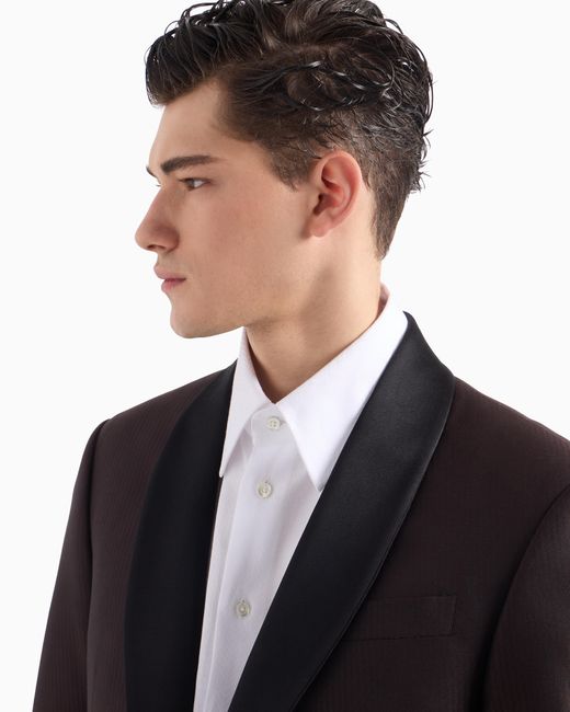 Emporio Armani Brown Virgin Wool Formal Jacket for men