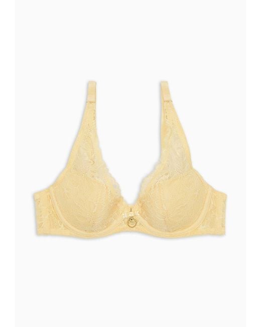 Emporio Armani White Asv Eternal Lace Recycled Lace, Padded Triangle Bra