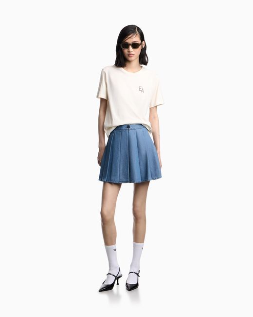 Emporio Armani White Eagle Club Jersey T-Shirt With Print