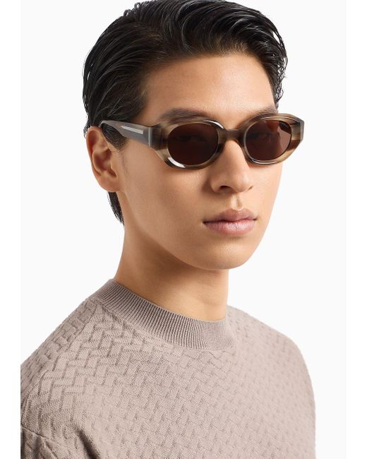 Emporio Armani Sonnenbrille Mit Unregelmäßig Geformter Fassung in Brown für Herren