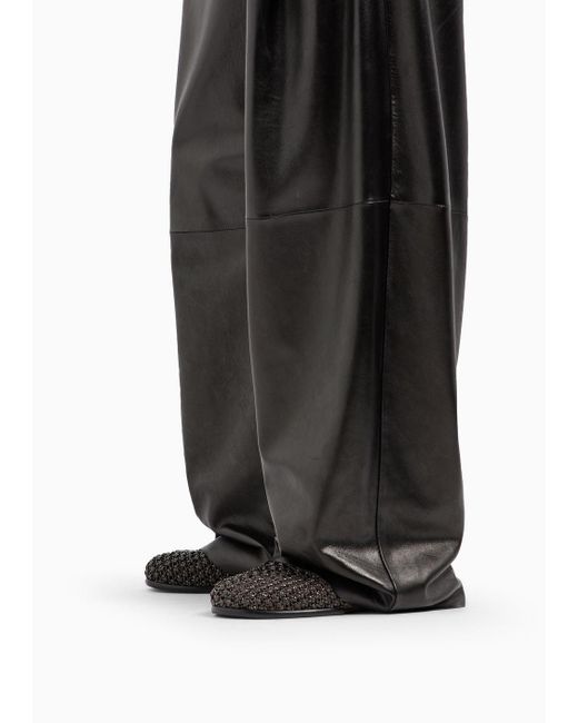Emporio Armani Black Leather Pants for men