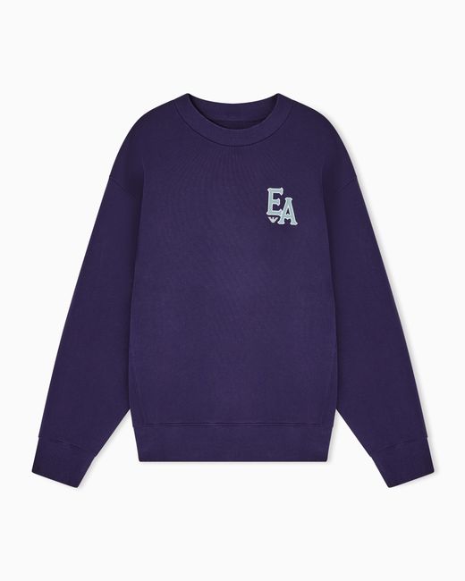 Emporio Armani Blue Eagle Club Organic Jersey Sweatshirt With Print for men