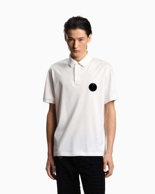 Emporio Armani White Lunar New Year Lyocell-Blend Jersey Polo Shirt With Patch for men
