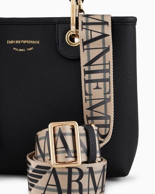 Emporio Armani Black Shopper Bag With Pouch And Adjustable Strap Essential