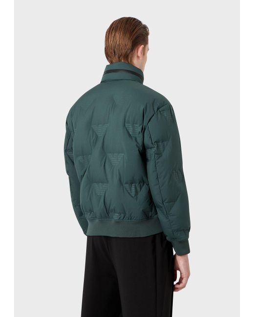 Hooded, nylon jacket with all-over jacquard monogram