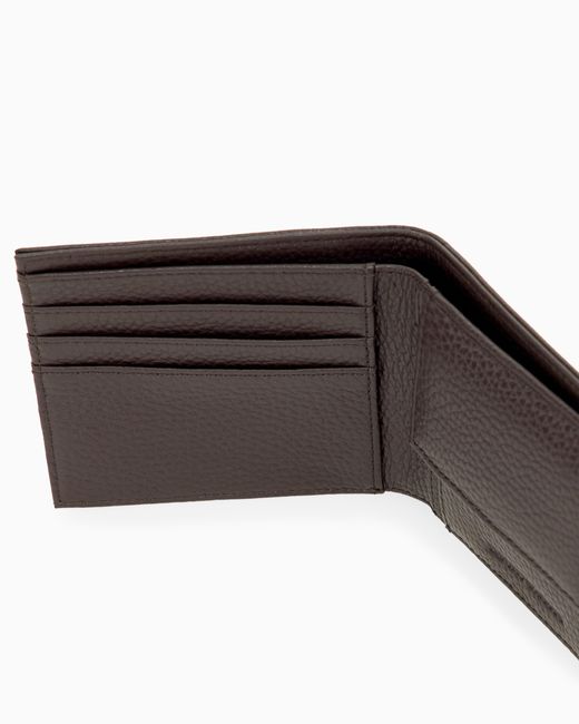 Emporio Armani White Bifold Wallet With Textured Leather And Flap Coin Pocket for men