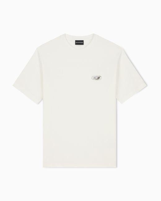 Emporio Armani White Jersey T-Shirt With Raised Soft-Touch Logo for men