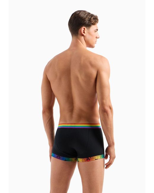 Emporio Armani Black Two-pack Of Boxer Briefs With Rainbow Logo And Print for men