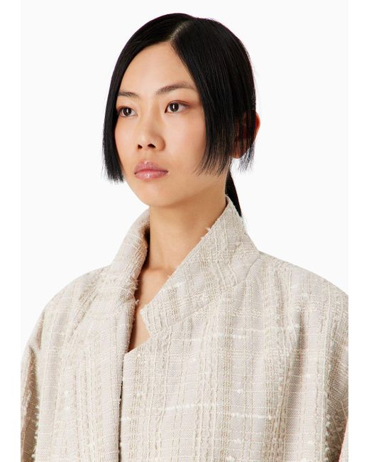 Veste À Simple Boutonnage Surdimensionnée En Tweed À Carreaux Emporio Armani en coloris Natural