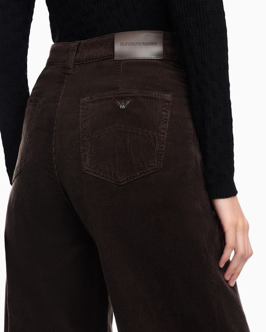 Emporio Armani Black Wide-Leg Five-Pocket Trousers