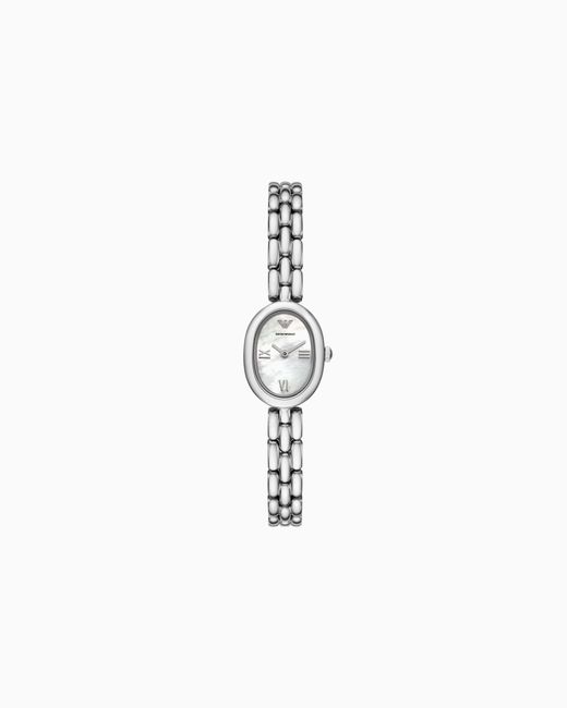 Emporio Armani White Two-Hand Stainless Steel Watch