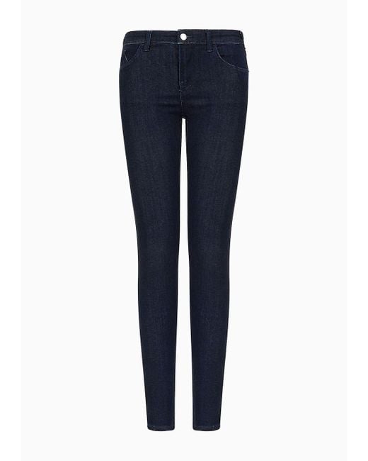 Emporio Armani Blue J28 High-waisted Super-skinny Leg Jeans In A Viscose-blend Denim