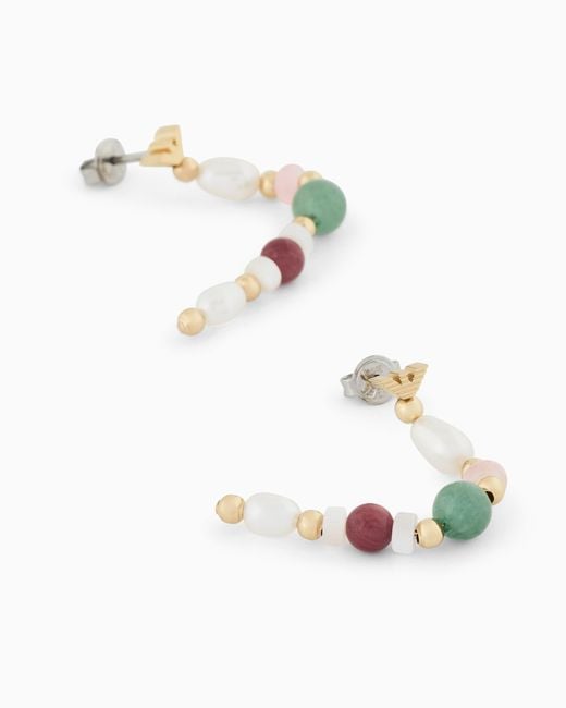 Emporio Armani White Pearl Beaded Drop Earrings