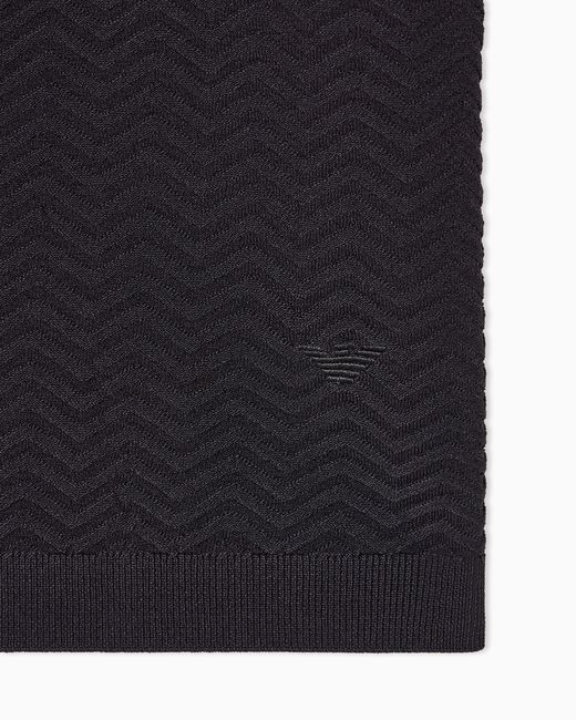 Emporio Armani Black Icon Viscose-Blend Chevron-Stitch Jumper for men
