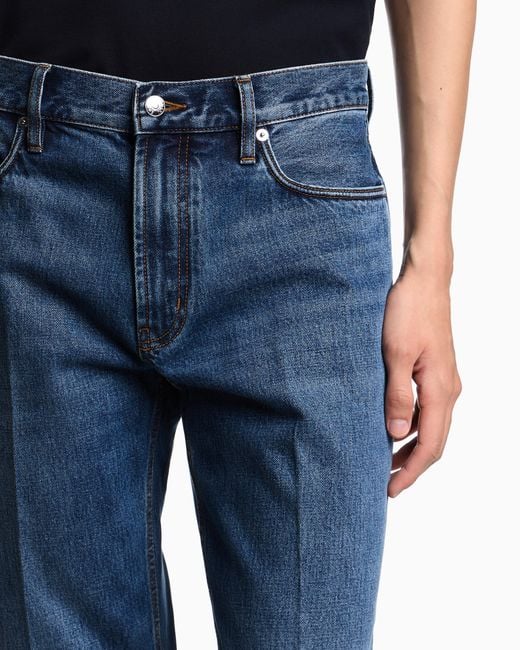 Emporio Armani Blue J76 Straight-Fit, Stone-Washed Denim Jeans for men