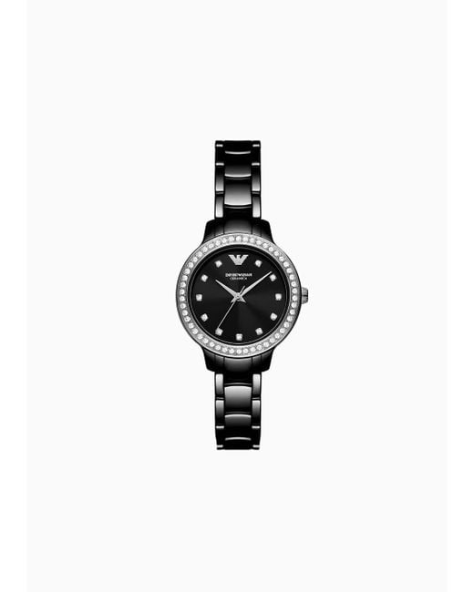 Emporio Armani Three-hand Black Ceramic Watch