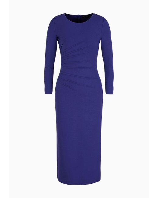 Emporio Armani Blue Milano-stitch Fabric Midi Tube Dress